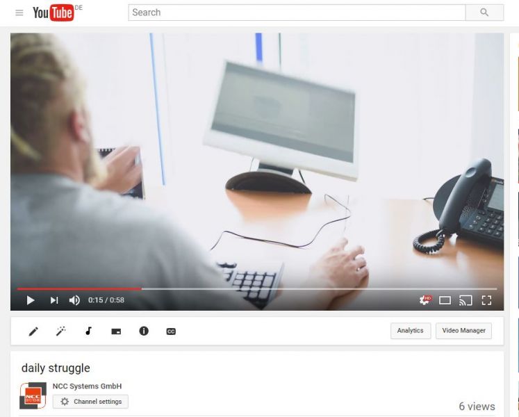 Screenshot unseres ersten Videos auf YouTube